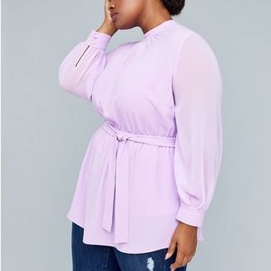 GIRL WITH CURVES BELTED TUNIC - LILAC